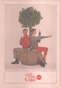 Vintage 1964 Original Ad Coca Cola - Puppy, Couple Planting Tree 6 3/4 x 9 3/4 - Picture 1 of 2