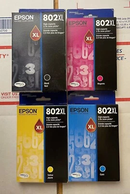 4-PACK EPSON GENUINE 802XL BLACK & COLOR INK  WORKFORCE WF-4720 - Image 1 of 3