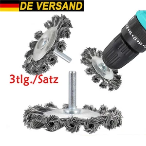 3x Scheibenbürste Drahtbürste 75 Mm Bürste Gezopft Für Bohrmaschine Schaft 6 Mm - Bild 1 von 12
