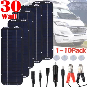 30W Solar Panel 12V Trickle Charger Battery Charger Kit Maintainer Boat Car LOT - Picture 1 of 11