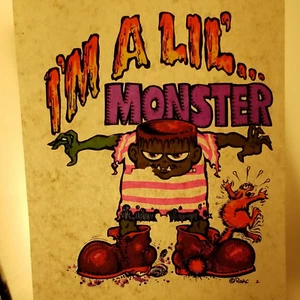 Vtg Iron On Heat T-Shirt Transfer: I'M A LITTLE MONSTER Childrens Kids Boys cute - Picture 1 of 3