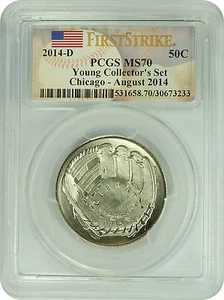2014-D PCGS MS70 YOUNG COLLECTOR'S SET Baseball Half Dollar FIRST STRIKE CHICAGO - Picture 1 of 1