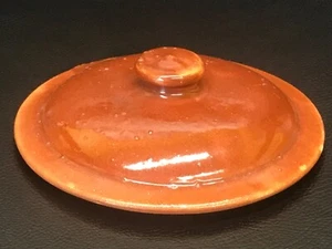 Small Vintage Redware Stoneware Crock LID ONLY 4 1/2" diameter - Marked #27 - Picture 1 of 6