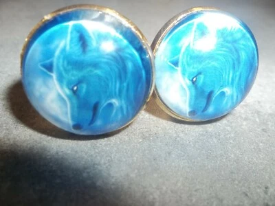  珠宝袖扣狼出租车手工套装金色黄铜套装 — 第 1/4 张图片