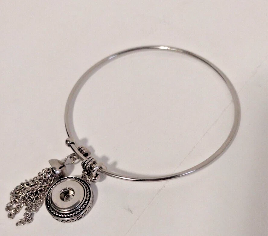 PULSERA BRAZALETE ALAMBRE PLATA JENGIBRE A PRESIÓN "PEQUEÑO" PARA BROCHES DE PRESIÓN Foto 1 de 3