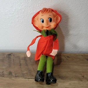 Navidad Elfo Pixie Plástico y Fieltro Retro Adorno Figura Posable - Imagen 1 de 6