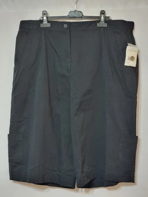 NUEVO CON ETIQUETAS PANTALONES CORTOS CARGO NEGROS PARA MUJER CREMALLERA BOTÓN ELÁSTICO CINTURA TRASERA TALLA 20 TRABAJO DE ESTUDIO Foto 1 de 4