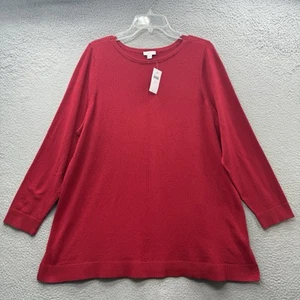 J. Jill Scarlet Sweater Top Women's XLPullover Red Long Sleeve Cotton Blend NWT - Picture 1 of 14