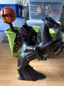 RARE GIANT LIGHTED METAL HEADLESS HORSEMAN SCULPTURE STATUE HALLOWEEN FIGURE 2' - Picture 1 of 9