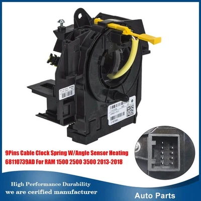 9-pin clock spring with angle sensor 68110739AD for 2013-2018 RAM 1500 2500 3500 - Image 1 of 4