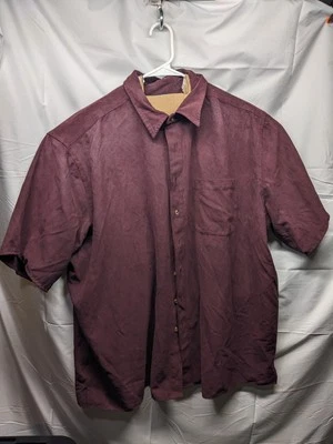 Men's 3X Big Harbor Bay Front Pocket Short Sleeve Shirt Suede like Maroon - Image 1 of 3