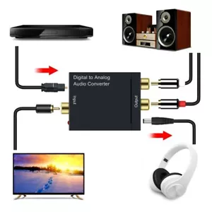 Optical Fiber Coaxial SPDIF Digital to Analog Audio Converter Stereo RCA Adapter - Picture 1 of 7