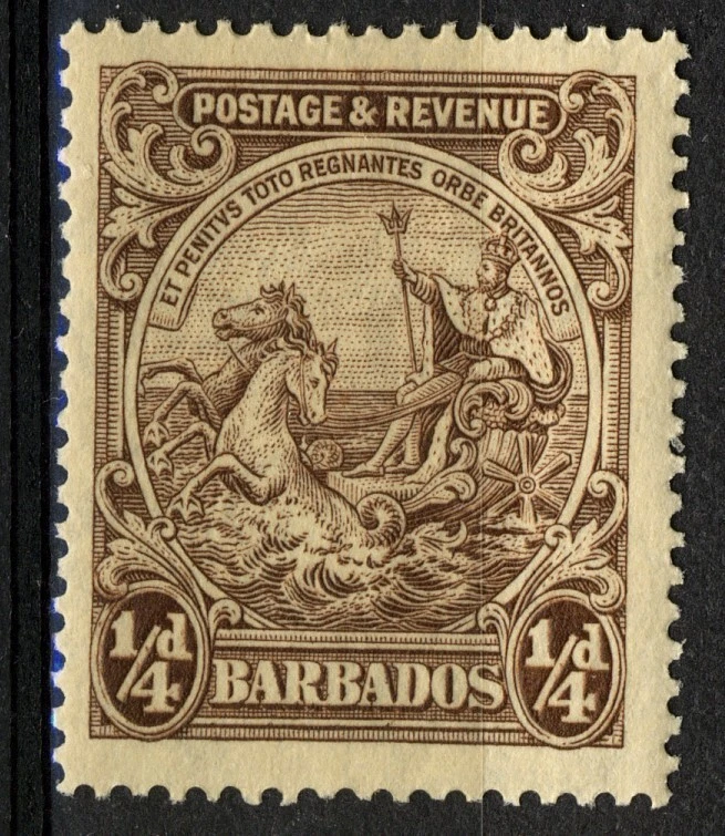 Barbados 1925, 1/4d Sello Colonial P14 MNH, Mi 134A Foto 1 de 1