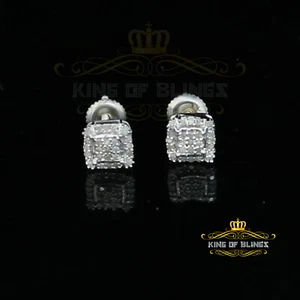 Pendiente cuadrado blanco de plata de ley 925 con diamantes de 0,10 quilates para hombre/mujer - Imagen 1 de 12