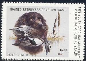 South Carolina Duck Stamp, 1988, SC#8, MNH, Boynkin Spanial & Wigeon, face $5.50 - Picture 1 of 1