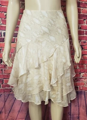 Saia Vintage Ralph Lauren Retrô Babado Assimétrica Estampa de Animais Marfim Tamanho 16 - Imagem 1 de 4