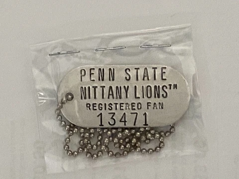 Penn State Nittany Lions Dog Tag Necklace Registered Fan 13471 With Ball Chain Cover