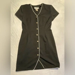 Abito donna La Belle taglia vintage 11 nero con bottoni made in USA - Foto 1 di 9