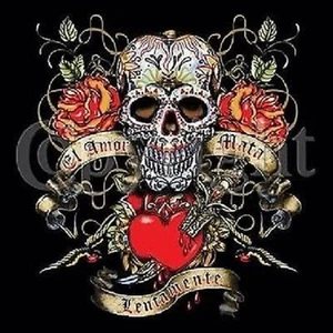 Amor Verdadero Amor Verdadero Calaveras Rosas Camisa de Trabajo Dickies Botón Garaje - Imagen 1 de 5