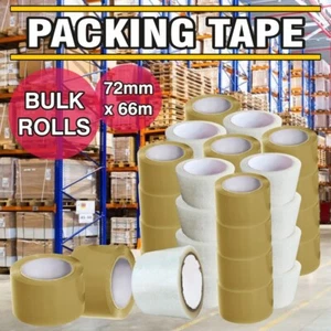 Cinta de embalaje de paquetes 48 x 3" cinta de sellado de cartón fuerte 72 mm x 66 m marrón/blanco - Imagen 1 de 38