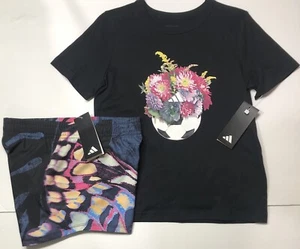 Girls Soccer 2 pc Short Set Adidas Athletic Tee Shirt Youth Sports Active Wear M - Picture 1 of 15