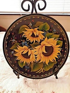 Vintage handbemalter Sonnenblumenteller (außergewöhnliche Details) - Bild 1 von 5