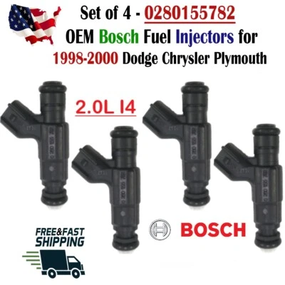 OEM Bosch x4 Fuel Injectors for 1998-2000 Chrysler & Dodge & Plymouth 2.0L I4 - Image 1 of 4