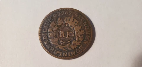 1767 Sou RF Counterstamped French Colonial Copper Coin Cover