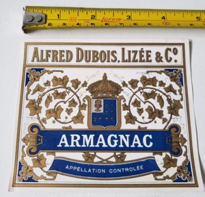 Vintage ALFRED DUBOIS, LIZÉE Armagnac NOS Label - Picture 1 of 3