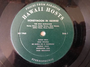 RECORD ONLY NO COVER Hilo Hawaiians HONEYMOON IN HAWAII 1960 Hawaii Hosts VG - Picture 1 of 2
