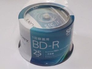 SONY Blank Blu-ray BD-R 50BNR1VJPP4 25GB 1-4x 50 Disk for Video New - Picture 1 of 2