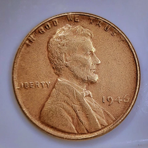 1946 No Mint Mark Wheat Penny Rare Error on the Rim "L, IN, W" Small Letter Cover