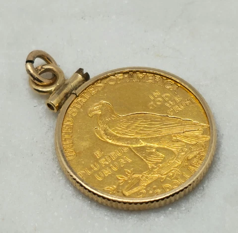 1928 $2.50 Indian Quarter Eagle Two Dollar Fifty Cent Gold Coin bezel USA 2-1/2 Cover