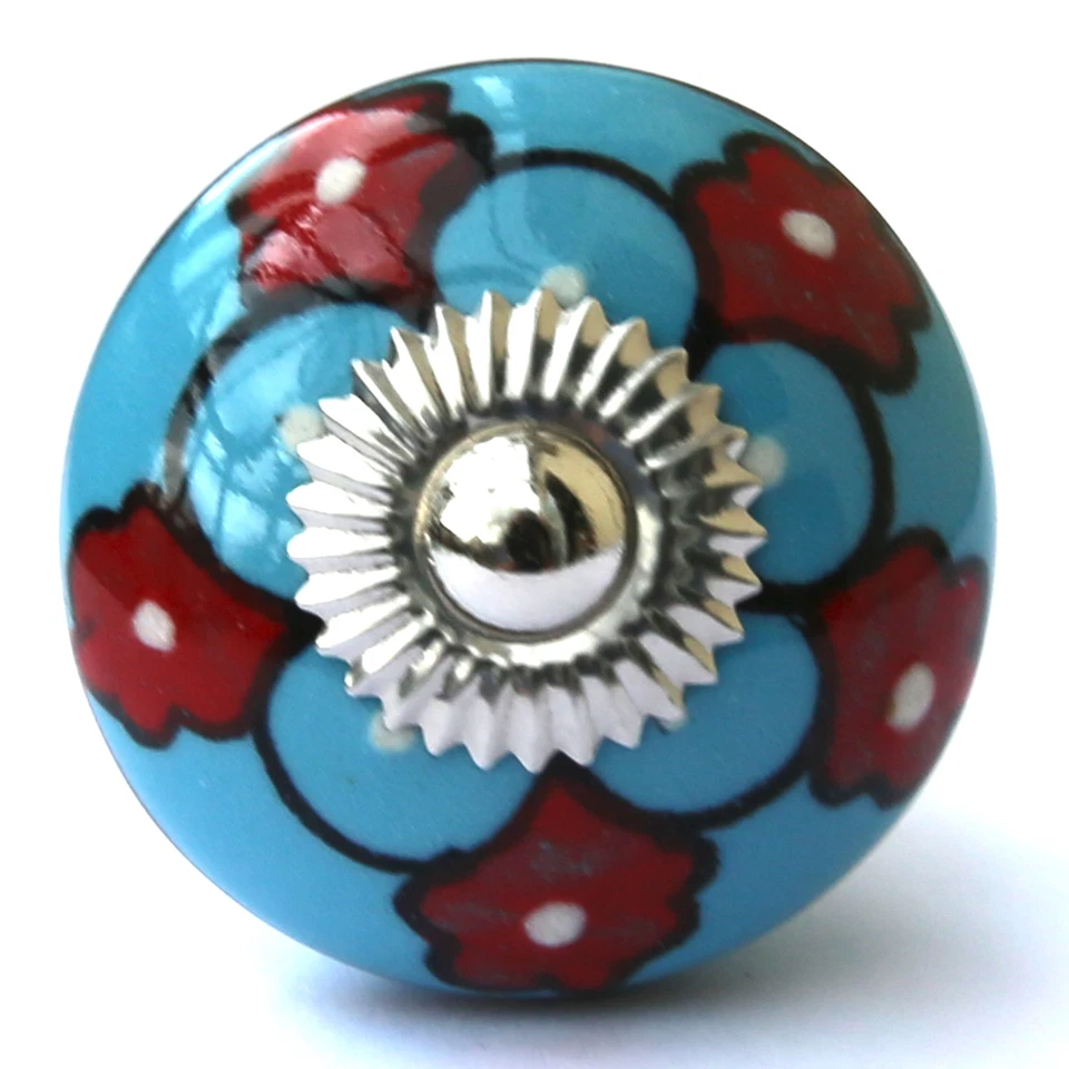 Blue purple turquoise ceramic knobs drawer pulls cupboard door knobs - Image 1 of 1