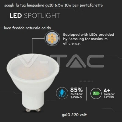 Lampadina Led GU10 V-TAC portafaretto 5W a 10W luce fredda,naturale calda 220V - Immagine 1 di 4
