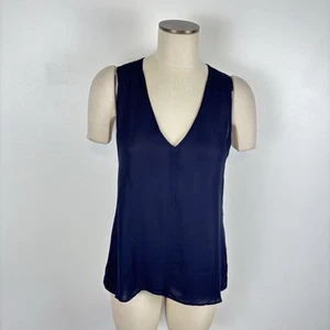 J Crew Navy Blue Drapey Crepe Viscose Sleeveless Tank Top Shirt A1329 Size 6 - Picture 1 of 7