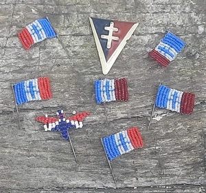 RARE LOT 8 BROCHES CROIX DE LORRAINE - INSIGNE ÉPOQUE LIBERATION - Imagen 1 de 7