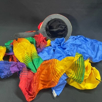 Change Bag Magic Trick Red Black Cloth 2 Pockets and Scarves - Image 1 of 4