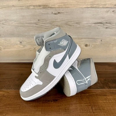 Nike Air Jordan 1 Mid Para Hombre Talla 11 Blanco Medio Gris Fresco HF3216 100 Foto 1 de 4