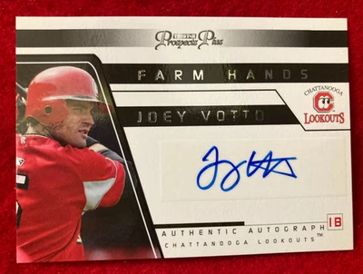 ¡BONITO! Joey Votto 2006 TriStar Prospects Plus Farm Hands automático #FH-48 rojo firmado Foto 1 de 4