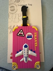 Neu Rosa Flugzeug Koffer PVC Reisegepäck Rucksack Koffer Gepäckanhänger - Bild 1 von 5
