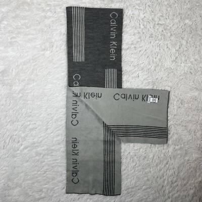 CALVIN KLEIN Unisex Bufanda Gris y Gris Oscuro Reversible Tejido Cálido Foto 1 de 4
