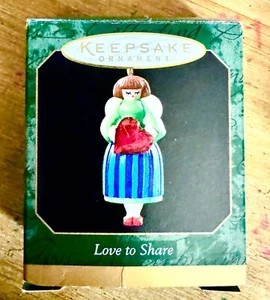 1999 Vintage LOVE TO SHARE Hallmark Miniature Keepsake Ornament - Picture 1 of 2