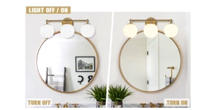 Gold Vanity 3 Light for Bathroom with Milky Glass Globe Shape AKEZON - Picture 1 of 8