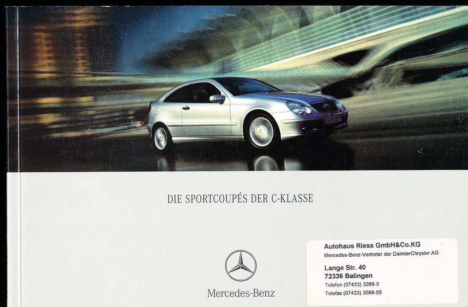 2002 Mercedes Benz C-Klasse Coupe 56-page Car Brochure Book - C220 C180 C200 Foto 1 de 1