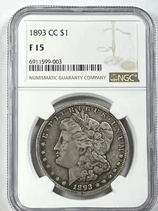 1893-CC Morgan Dollar : NGC F15 - Picture 1 of 4