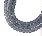 100 Frosted Sea Glass Round / Rocaille Beads Matte Montana Gray 4mm 