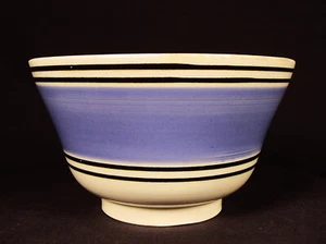 RARE 1840 BLACK&BLUE BAND BOWL MOCHA WARE MOCHAWARE PEARLWARE STAFFORDSHIRE MINT - Picture 1 of 6