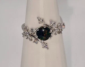 Bomb Party October Ring RBP8269 Vines of Sparkle - Lab Created Black Fire Opal - Picture 1 of 5