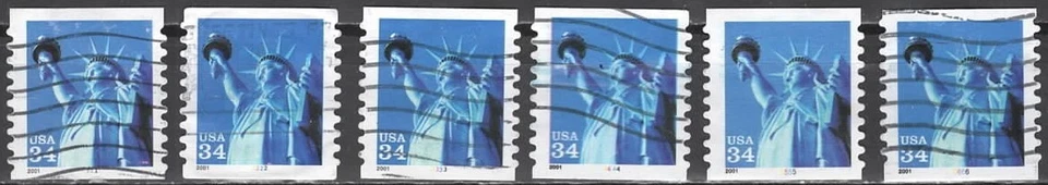 US Scott #3477 Six Plate Numbers #1111 - 6666 - Image 1 of 1